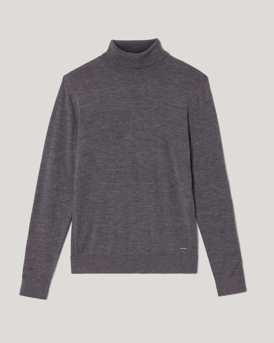 Merino Wool Roll Neck, Charcoal, hi-res